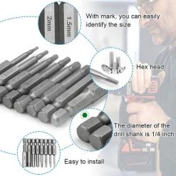 MèREÉTERNEL 8 PCS Hex Tige Tournevis Magnétique Embouts De Vissage Magnétique S2 Acier Tournevis Triwing 1.5/2/2.5/3//4/5/6/8 Embout Allen Visseuse Électrique Pour Tournevis Électriques Et Manuels(5cm) Ternel -Perceuse Soldes 2022 65182890 4