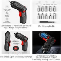 THSINDE Visseuse Et Tournevis électrique Kit De Tournevis électrique 3,6v Kit De Tournevis De Forage électrique Sans Fil Outil De Service Portatif - 47 PCS / Set -Perceuse Soldes 2022 65441243 4