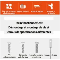 THSINDE Visseuse Perceuse Sans Fil Tournevis Electrique Double Morphologie Rechargeable Usb 4.2V 1500Mah 230Rpm Avec 47 Accessoires -Perceuse Soldes 2022 65441274 4