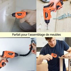THSINDE Visseuse Perceuse Sans Fil Tournevis Electrique Double Morphologie Rechargeable Usb 4.2V 1500Mah 230Rpm Avec 47 Accessoires -Perceuse Soldes 2022 65441274 5