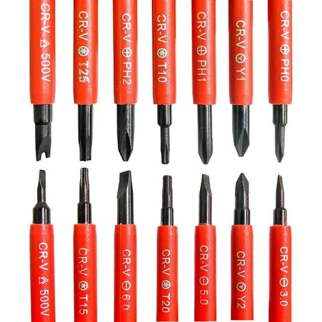 OSQI Jeu De Tournevis électrique Isolé Multifonctionnel 7 Pièces Kit D'outils De Réparation D'électricien En Alliage Interchangeable 14 En 1 4 OSQI Jeu De Tournevis électrique Isolé Multifonctionnel 7 Pièces Kit D'outils De Réparation D'électricien En Alliage Interchangeable 14 En 1 – Image 2