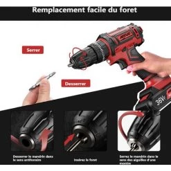 MAGICFOX Perceuse Visseuse Sans Fil 36V, Visseuse Devisseuse San Fil 40N.m Couple Max, 2 Vitesses, Avec 100 Accessoires, 2 Batteries -Perceuse Soldes 2022 65747131 3