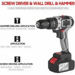 LITZEE Perceuse Moteur Industriel Sans Pinceau De Forage Au Lithium - EU Plug Avec 1 Batterie 4.0Ah Perceuse -Perceuse Soldes 2022 65815334 2