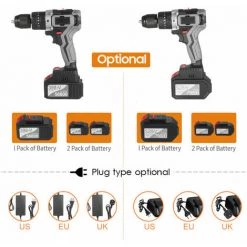 LITZEE Perceuse Moteur Industriel Sans Pinceau De Forage Au Lithium - EU Plug Avec 1 Batterie 4.0Ah Perceuse -Perceuse Soldes 2022 65815334 4
