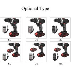 LIFCAUSAL Perceuse Sans Fil à Percussion électrique Multifonctionnelle 21V Batterie Au Lithium Haute Puissance Perceuses à Main Rechargeables Sans Fil Maison Bricolage Outils électriques EU220v