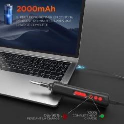 LADACèE Tournevis Électrique Sans Fil, Mini Tournevis Rechargeable 2000 MAh, Avec 16 Embouts Magnétiques, Double LED 3 Nm Et Vitesse De Rotation De 250 Tr/min, Invite De Tension Dans 5cm -Perceuse Soldes 2022 65914978 3
