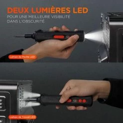 LADACèE Tournevis Électrique Sans Fil, Mini Tournevis Rechargeable 2000 MAh, Avec 16 Embouts Magnétiques, Double LED 3 Nm Et Vitesse De Rotation De 250 Tr/min, Invite De Tension Dans 5cm -Perceuse Soldes 2022 65914978 5