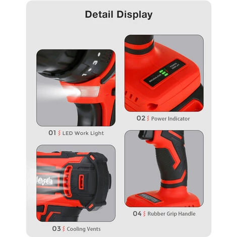 INSMA Perceuse-visseuse à Percussion Sans Fil Mensela ED-LX2 Brushless 3 Vitesses 18V 2 Batteries Avec Sac + Brosses + Accessoires 7 INSMA Perceuse-visseuse à Percussion Sans Fil Mensela ED-LX2 Brushless 3 Vitesses 18V 2 Batteries Avec Sac + Brosses + Accessoires – Image 5