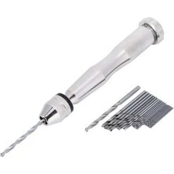 JOGAKU ® Perceuse Manuelle, Mini Perceuse à Main Avec 25 Micro Forets Hélicoïdaux 0.5-3.0mm, Mini Perceuse à Main En Alliage Et Twist Drill Bits En Acier Rapide
