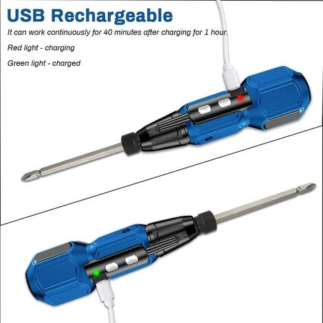 Tournevis électrique Tournevis Sans Fil Rechargeable 900mAh Avec Embout à Double Tête De 6,35 Mm Et Câble USB, 8 Bits, Couple électrique 4N.m, Lumière LED, Rotation Avant Et Arrière Ephé 5 Tournevis électrique Tournevis Sans Fil Rechargeable 900mAh Avec Embout à Double Tête De 6,35 Mm Et Câble USB, 8 Bits, Couple électrique 4N.m, Lumière LED, Rotation Avant Et Arrière Ephé – Image 3