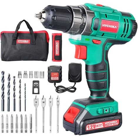 Visseuse Devisseuse Sans Fil, HYCHIKA 12V Perceuse Visseuse Sans Fil 30N.m Couple Max, 6x Forêt Hélicoïdaux, 6x Embouts De Vis, 5x Clés à Douille, 4x Forets Plats Et Sac à Outils 3 Visseuse Devisseuse Sans Fil, HYCHIKA 12V Perceuse Visseuse Sans Fil 30N.m Couple Max, 6x Forêt Hélicoïdaux, 6x Embouts De Vis, 5x Clés à Douille, 4x Forets Plats Et Sac à Outils