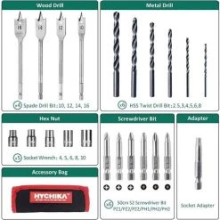 Visseuse Devisseuse Sans Fil, HYCHIKA 12V Perceuse Visseuse Sans Fil 30N.m Couple Max, 6x Forêt Hélicoïdaux, 6x Embouts De Vis, 5x Clés à Douille, 4x Forets Plats Et Sac à Outils 10 Visseuse Devisseuse Sans Fil, HYCHIKA 12V Perceuse Visseuse Sans Fil 30N.m Couple Max, 6x Forêt Hélicoïdaux, 6x Embouts De Vis, 5x Clés à Douille, 4x Forets Plats Et Sac à Outils -Perceuse Soldes 2022 66371761 4