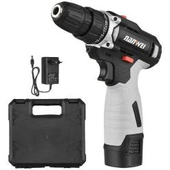 ZHUOXUAN Perceuse Sans Fil Portable 12 V Mandrin 3/8" 25 + 1 Réglage De Vitesse Perceuse électrique Portative Perceuse électrique Avec Indicateur De Batterie Lampe De Travail LED 2 Variables S