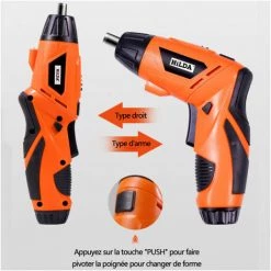 YIENJAOY Visseuse Et Tournevis électrique , AGILITY Visseuse Perceuse Sans Fil Tournevis Electrique Double Morphologie Rechargeable Usb 4.2V 1500Mah 230Rpm Avec 47 Accessoires -Perceuse Soldes 2022 66824895 4