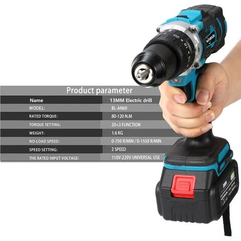 FUIENKO Makita – Tournevis électrique 13mm, Perceuse à Percussion électrique Sans Fil, Pilote D'alimentation Sans Fil Avec étui En Plastique Pour Batterie 18V,CHINA,no Battery No Plug 4 FUIENKO Makita – Tournevis électrique 13mm, Perceuse à Percussion électrique Sans Fil, Pilote D'alimentation Sans Fil Avec étui En Plastique Pour Batterie 18V,CHINA,no Battery No Plug – Image 2