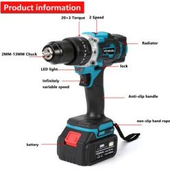 FUIENKO Makita – Tournevis électrique 13mm, Perceuse à Percussion électrique Sans Fil, Pilote D'alimentation Sans Fil Avec étui En Plastique Pour Batterie 18V,CHINA,no Battery No Plug 9 FUIENKO Makita – Tournevis électrique 13mm, Perceuse à Percussion électrique Sans Fil, Pilote D'alimentation Sans Fil Avec étui En Plastique Pour Batterie 18V,CHINA,no Battery No Plug -Perceuse Soldes 2022 66869620 3