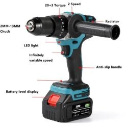 FUIENKO Makita – Tournevis électrique à Main Sans Balais, Mandrin De 2 à 13MM, Impact De Pêche Sur Glace, Perceuse Sans Fil Pour Outil à Batterie Au Lithium 18V,CHINA,One Small Battery -Perceuse Soldes 2022 66869653 3