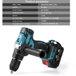 FUIENKO Makita – Tournevis électrique à Main Sans Balais, Mandrin De 2 à 13MM, Impact De Pêche Sur Glace, Perceuse Sans Fil Pour Outil à Batterie Au Lithium 18V,CHINA,One Small Battery -Perceuse Soldes 2022 66869653 4