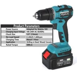 FUIENKO Makita – Perceuse électrique Sans Balais 18V, Tournevis Sans Fil 40nm, 21 + 2 Réglages De Couple, Mini Tournevis électrique, Perceuse Pour Batterie 18V,Israël,two Small Battery -Perceuse Soldes 2022 66873298 2
