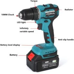 FUIENKO Makita – Perceuse électrique Sans Balais 18V, Tournevis Sans Fil 40nm, 21 + 2 Réglages De Couple, Mini Tournevis électrique, Perceuse Pour Batterie 18V,Israël,two Small Battery -Perceuse Soldes 2022 66873298 3