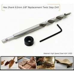FLETéçA HSS 9.5mm 3/8 " High Speed Perceuse Foret Aléseur Kits Avec Collier D’Arrêt Tige Hexagonale Pour Carpenter Manuel Hole Pocket -Perceuse Soldes 2022 66961193 5