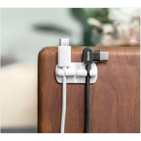 FVO Clips Câble Organisateur Bureau - Lot De 5 - Range Câbles Silicone Fixe Câble Adhésif Attache-Câble Rangement Cordon De Bureau Pour Câbles De Chargeur/Souris/Écouteur/Téléphone - Blanc 4 FVO Clips Câble Organisateur Bureau - Lot De 5 - Range Câbles Silicone Fixe Câble Adhésif Attache-Câble Rangement Cordon De Bureau Pour Câbles De Chargeur/Souris/Écouteur/Téléphone - Blanc – Image 2