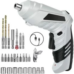 GGNRALNY Perceuse Visseuse Sans Fil 3.6Nm, Visseuse Devisseuse 1300mAh 3.6V + 26 Accessoires, 2 Sens Rotation + Lampe LED, Câble Charge USB, Idéal Pour Artisans, Installation De Meubles Et Jouets