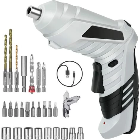 GGNRALNY Perceuse Visseuse Sans Fil 3.6Nm, Visseuse Devisseuse 1300mAh 3.6V + 26 Accessoires, 2 Sens Rotation + Lampe LED, Câble Charge USB, Idéal Pour Artisans, Installation De Meubles Et Jouets 3 GGNRALNY Perceuse Visseuse Sans Fil 3.6Nm, Visseuse Devisseuse 1300mAh 3.6V + 26 Accessoires, 2 Sens Rotation + Lampe LED, Câble Charge USB, Idéal Pour Artisans, Installation De Meubles Et Jouets