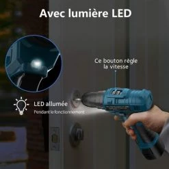 GGNRALNY Perceuse Visseuse Sans Fil 16.8V, 33PCS Kit Perceuse Sans Fil, 30Nm, 2 Vitesses, Mandrin Métal 10mm, Perceuse Visseuse Avec 2 Batteries 1500mAh, Lumières LED, Perceuse Percussion Pour Bricolage -Perceuse Soldes 2022 67354445 4