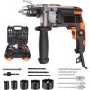 PEDY Perceuse à Percussion, Perceuse à Fil 850W 3000RPM Avec 15 Forets Set, Vitesse Variable, Mode Marteau Et 2 Fonctions En 1, Adaptée Au Bois, Acier, Béton -Perceuse Soldes 2022 67633700 1