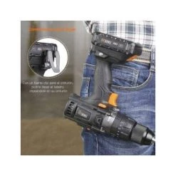 PEDY Perceuse-visseuse Sans Fil, 18V Max 2 Vitesses Variables, Mandrin Métal 1/2", Perceuse à Percussion Avec LED -Perceuse Soldes 2022 67634299 4