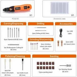PEDY Outil Rotatif, Mini Perceuse Multifonction Sans Fil 3.7V DC/ 3 Vitesses Rotatives/Protection Contre Les Surcharges / 31 Accessoires -Perceuse Soldes 2022 67634524 3