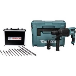 Makita HR 2630 TJ Perforateur Combiné 800 W 2,4 J SDS Plus + Jeu De 11 Burins + Mandrin Sans Clé + Makpac -Perceuse Soldes 2022 67639038 2