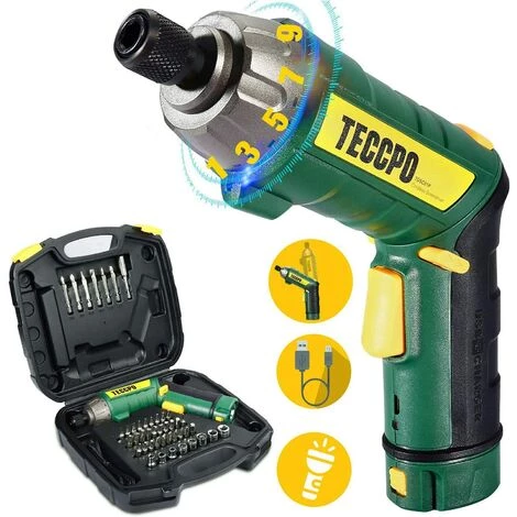 JOORRT Visseuse Sans Fil, Tournevis électrique Avec 45 Accessoires, Vitesse Maximale 180 Tr/min, Chargeur USB 2000mAh, 9+1 Réglages Du Couple, 6Nm Et 2 Position Poigne Reglable, LED, Boîte Compacte 3 JOORRT Visseuse Sans Fil, Tournevis électrique Avec 45 Accessoires, Vitesse Maximale 180 Tr/min, Chargeur USB 2000mAh, 9+1 Réglages Du Couple, 6Nm Et 2 Position Poigne Reglable, LED, Boîte Compacte