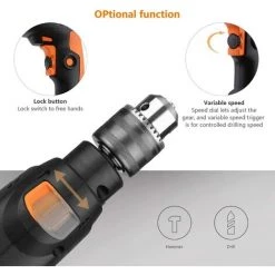 GIZCAM Perceuse Percussion, Perceuse à Percussion710W, 44800 IPM, 10pcs Kit D'Accessoires, Mandrin 13mm, Poignée Rotative à 360° -Perceuse Soldes 2022 67697260 2