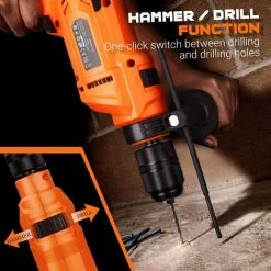 GIZCAM Perceuse à Impact 900 W Avec 3000 Tr/min, Vitesse Variable, Choc Et Perçage Avec Marteau, Mode 2 En 1 Pour Maçonnerie, Acier, Concret -Perceuse Soldes 2022 67697289 4