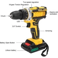 NINGX Ensemble De Perceuse électrique Sans Fil - 2000 Tr/min Perceuse électrique Perceuse à Main Visseuse électrique Ensemble De Perceuse électrique Pour Le Perçage Du Bois Métal Plastique Mur(#2) -Perceuse Soldes 2022 68318056 5