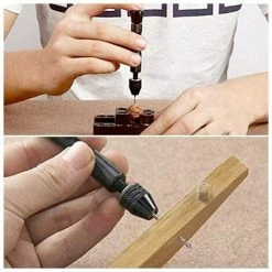 QERSTA MIni Perceuse à Main Twist Drill Bits +25 Micro Forets Hélicoïdaux Sans Fil En Aluminium Pin Vise Outils Rotatifs Forets Hélicoïdaux Adjustable Pyrogravure Maison Plastique Trou Cuivre -Perceuse Soldes 2022 68487915 5