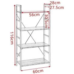 NOVA Bibliothèque D'étagères En Métal Et En Bois Avec 4 étagères Design Moderne Noir Et Chêne -Perceuse Soldes 2022 68562941 4