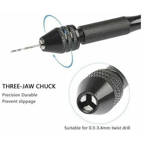 Cisea MIni Perceuse à Main Twist Drill Bits +25 Micro Forets Hélicoïdaux Sans Fil En Aluminium Pin Vise Outils Rotatifs Forets Hélicoïdaux Adjustable Pyrogravure Maison Plastique Trou Cuivre 6 Cisea MIni Perceuse à Main Twist Drill Bits +25 Micro Forets Hélicoïdaux Sans Fil En Aluminium Pin Vise Outils Rotatifs Forets Hélicoïdaux Adjustable Pyrogravure Maison Plastique Trou Cuivre – Image 4