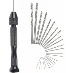 GRID COOL MIni Perceuse à Main Twist Drill Bits +25 Micro Forets Hélicoïdaux Sans Fil En Aluminium Pin Vise Outils Rotatifs Forets Hélicoïdaux Adjustable Pyrogravure Maison Plastique Trou Cuivre