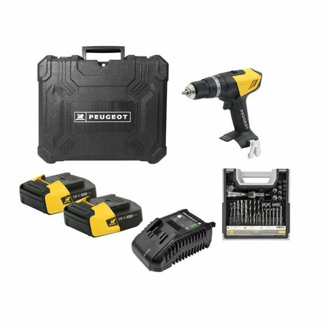 PEUGEOT PSP Pack Perceuse PEUGEOT ENERGYDRILL-18V20 - 2 Batteries 18V 2.0 Ah - 1 Chargeur - Mallette Mixte 108pcs 250312-190646 3 PEUGEOT PSP Pack Perceuse PEUGEOT ENERGYDRILL-18V20 - 2 Batteries 18V 2.0 Ah - 1 Chargeur - Mallette Mixte 108pcs 250312-190646