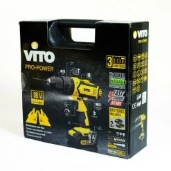 VITO PRO-POWER Perceuse Visseuse 14,4V 3 Batteries Lithium-ion 2.0Ah + Chargeur Rapide Eclairage LED Indicateur De Charge -Perceuse Soldes 2022 9351073 4