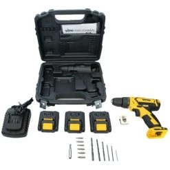 VITO PRO-POWER Perceuse Visseuse 14,4V 3 Batteries Lithium-ion 2.0Ah + Chargeur Rapide Eclairage LED Indicateur De Charge -Perceuse Soldes 2022 9351073 5