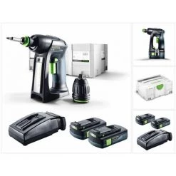 Festool C 18 Li Compact Perceuse-visseuse Sans Fil Avec Boîtier Systainer + 2x Batteries BP 18 Li 3,1 C + Chargeur Rapide TCL 6 ( 574921 )