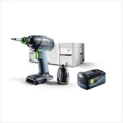 Festool T 18+3 Li-Basic Perceuse-visseuse Sans Fil (574763) + Coffret De Transport Systainer + 1x Batterie BP 18 V 5,2 Ah Li-Ion (200181) - Sans Chargeur -Perceuse Soldes 2022 9480814 2