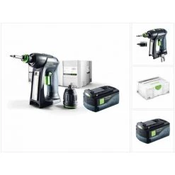 Festool C 18 Li-Basic Perceuse-visseuse Sans Fil (574737) Avec Boîtier Systainer + 1x BP 18 Li 5,2 AS Batterie (200181)