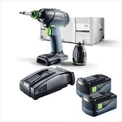 Festool T 18+3 Li-Basic Perceuse-visseuse Sans Fil + Coffret De Tranport Systainer Plus + 2x Batteries BP 18 Li 5,2 AS + Chargeur Rapide SCA 8 -Perceuse Soldes 2022 9480841 4