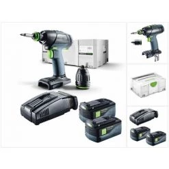 Festool T 18+3 Li-Basic Perceuse-visseuse Sans Fil + Coffret De Tranport Systainer Plus + 2x Batteries BP 18 Li 5,2 AS + Chargeur Rapide SCA 8 -Perceuse Soldes 2022 9480841 5